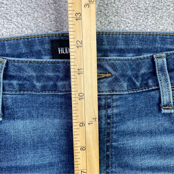 HUDSON Heidi Jeans Women’s 32X30 Blue Flare High Rise Distressed Stretch Denim - Picture 10 of 13